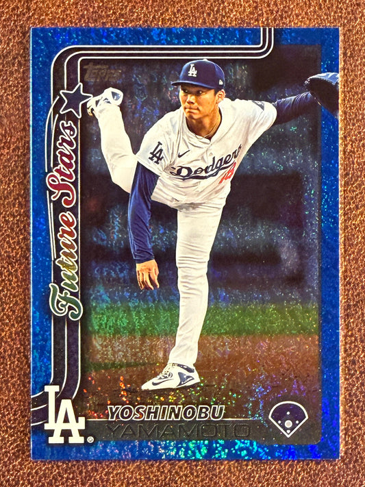 Yoshinobu Yamamoto - 2025 Topps Series 1 - BLUE Holo Foil /150 - Dodgers