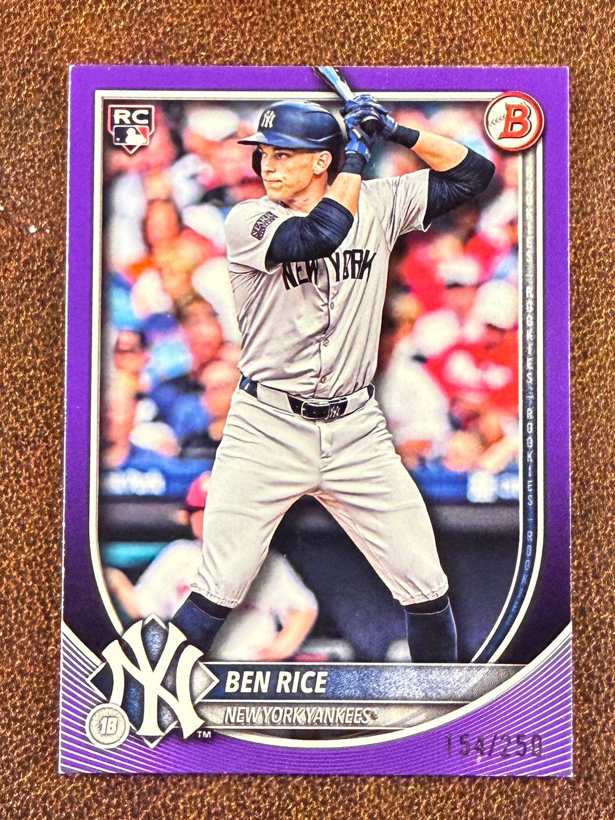 Ben Rice - 2025 Bowman - PURPLE Paper /250 (*Corner Issues*) - Yankees