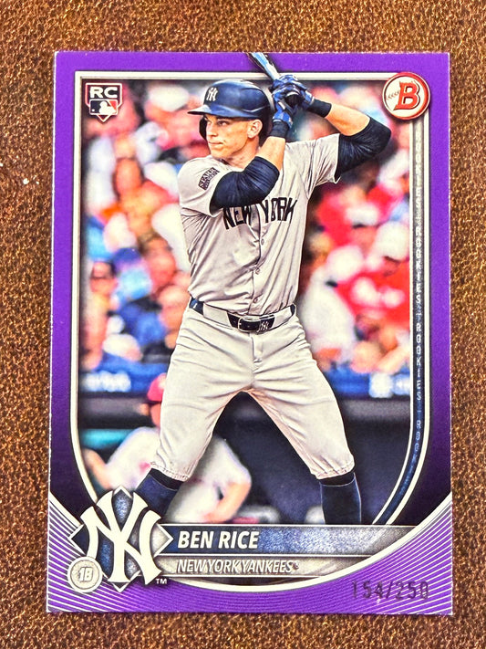 Ben Rice - 2025 Bowman - PURPLE Paper /250 (*Corner Issues*) - Yankees