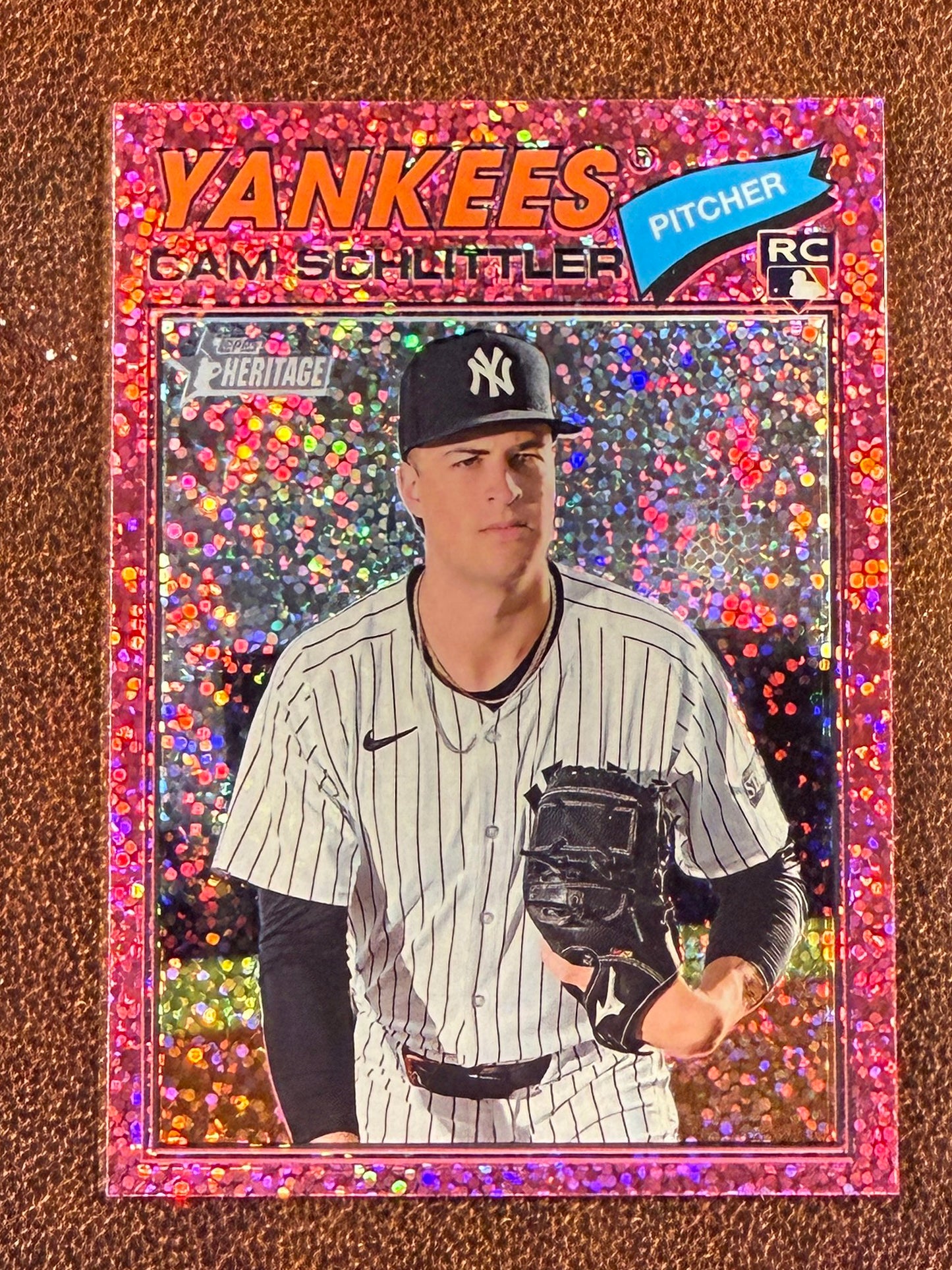 Cam Schlittler - 2026 Topps Heritage - PINK Sparkle Rookie - Yankees