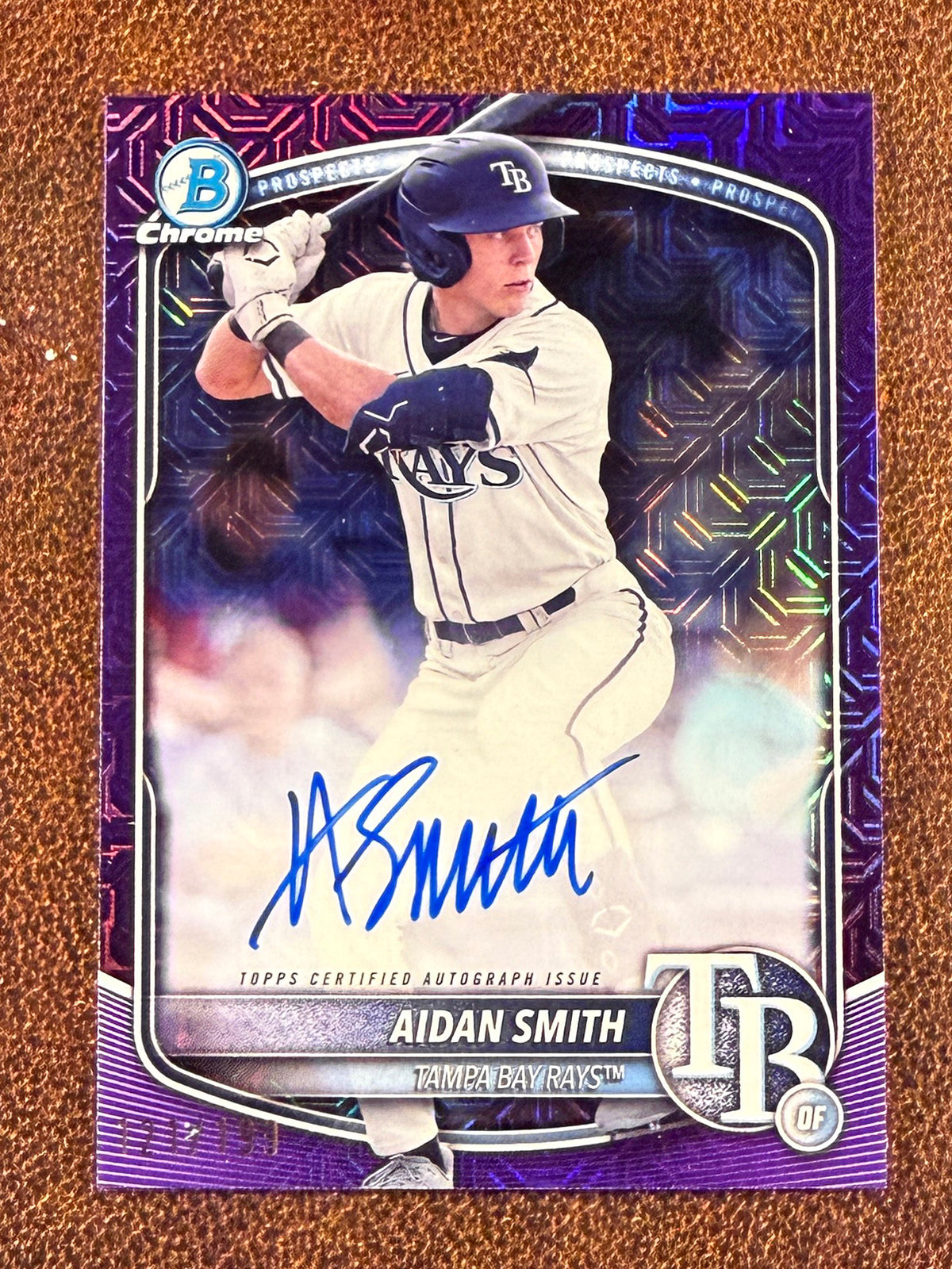 Aidan Smith - 2025 Bowman - PURPLE MOJO AUTO /199 - Rays