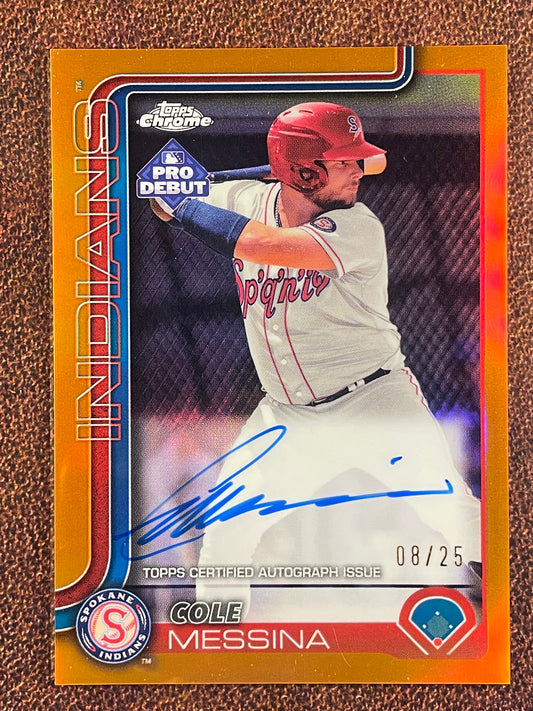 Cole Messina - 2025 Topps Pro Debut - ORANGE Chrome AUTO /25 - Rockies