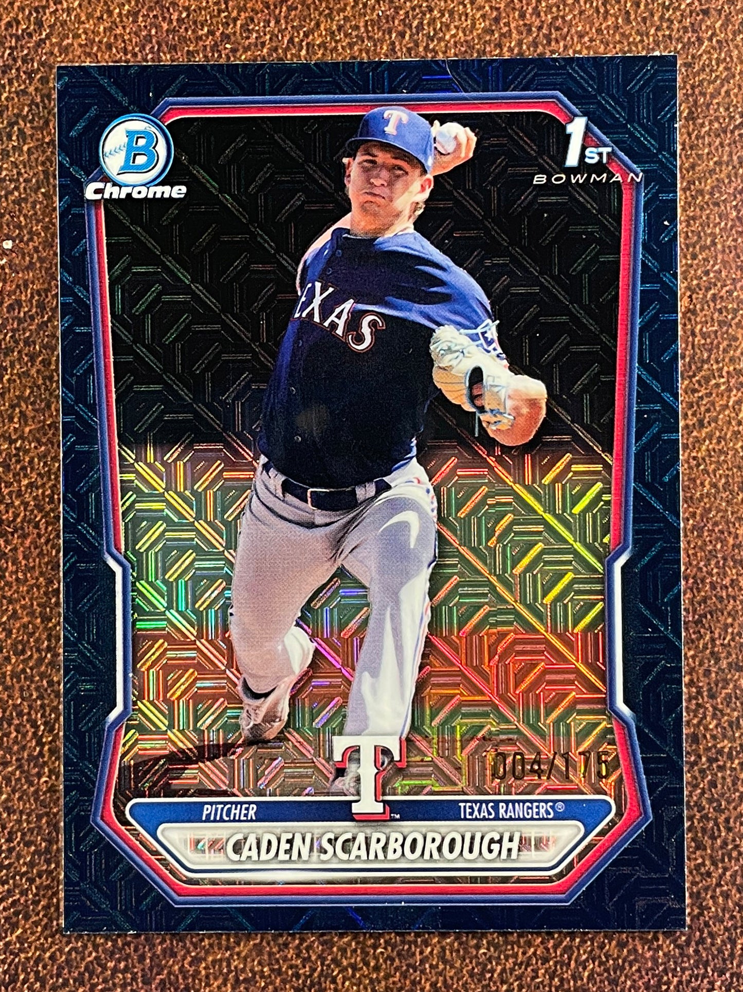 Caden Scarborough - 2026 Bowman Chrome - NAVY 1st Bowman MOJO /175 - Rangers