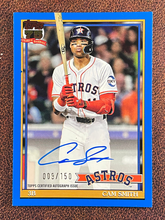 Cam Smith - 2026 Topps Series 1 - BLUE 1991 AUTO /150 (*Corner/Left Edge Whiting*) - Astros