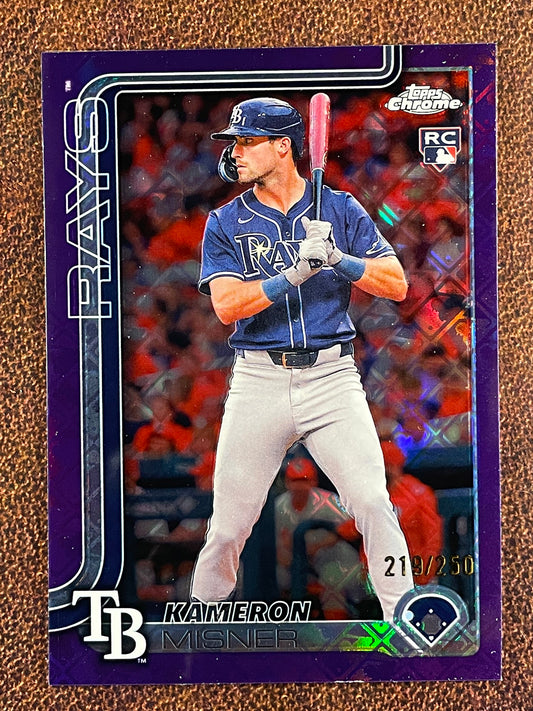 Kameron Misner - 2025 Topps Chrome - PURPLE Logofractor /250 (*Bottom Edge Issues*) - Rays