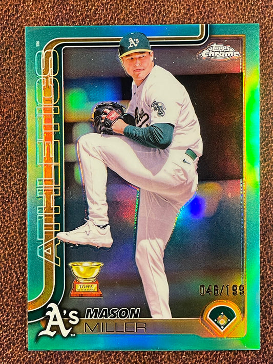 Mason Miller - 2025 Topps Chrome - AQUA Refractor /199. - Athletics