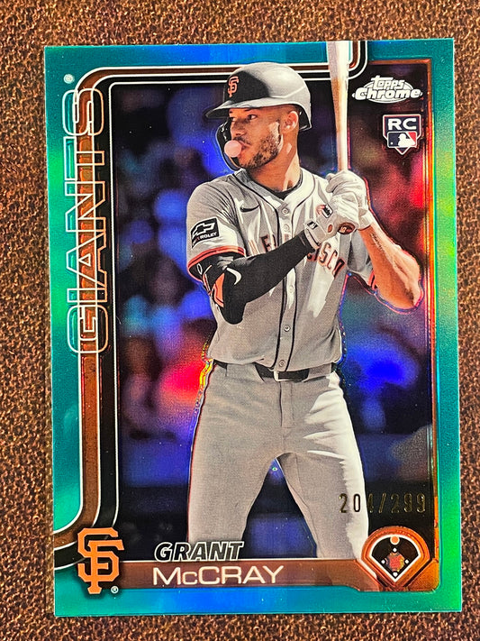 Grant McCray - 2025 Topps Chrome - Rookie AQUA Refractor /299 - Giants