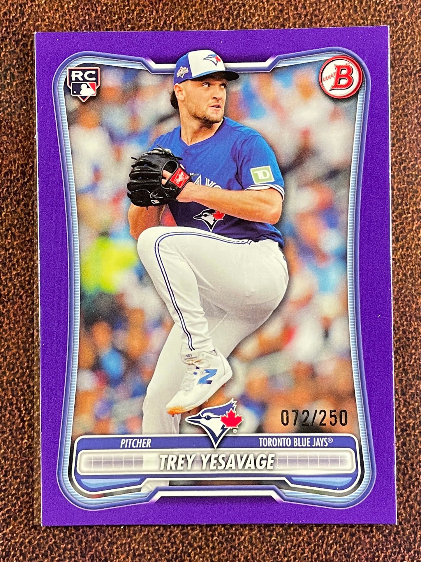 Trey Yesavage - 2026 Bowman - PURPLE Paper Rookie /250 (*Slight corner/edge whiting*) - Blue Jays