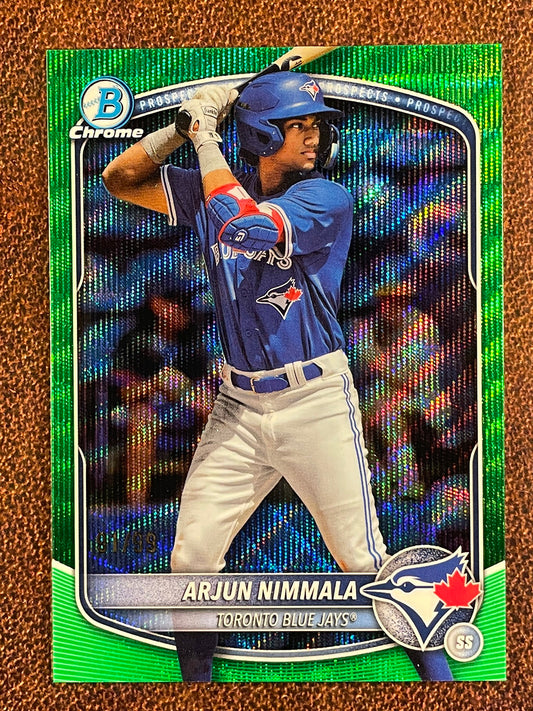 Arjun Nimmala - 2025 Bowman Chrome - GREEN Wave Refractor /99 - Blue Jays