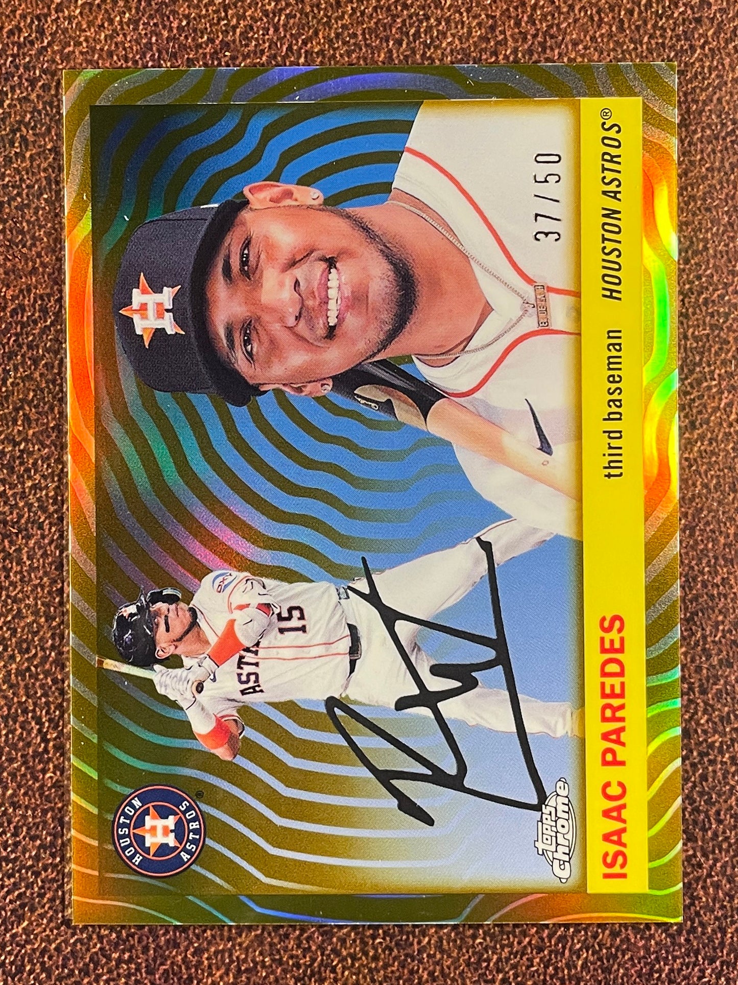 Isaac Paredes - 2025 Topps Chrome Platinum - GOLD Vibrations Refractor /50 - Astros