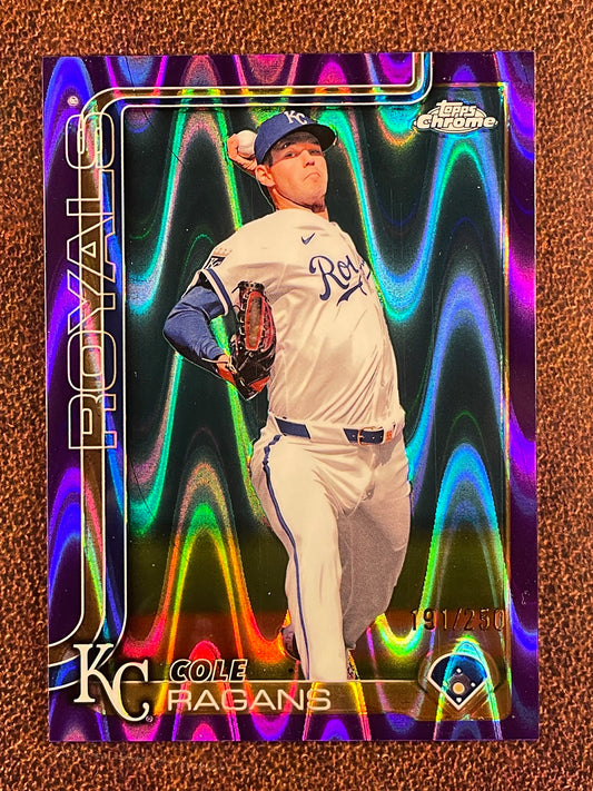 Cole Ragans - 2025 Topps Chrome - PURPLE Raywave 191/250 - Royals
