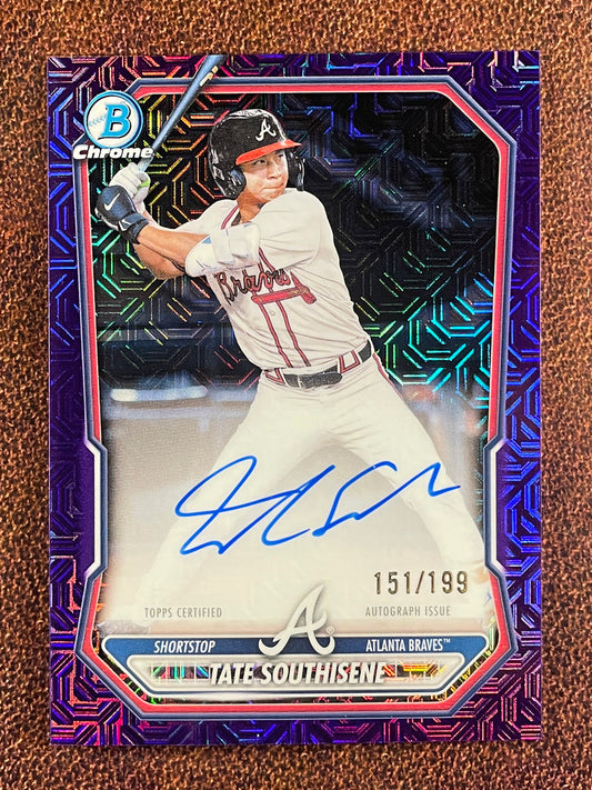 Tate Southisene - 2026 Bowman Chrome - PURPLE MOJO AUTO /199 - Braves