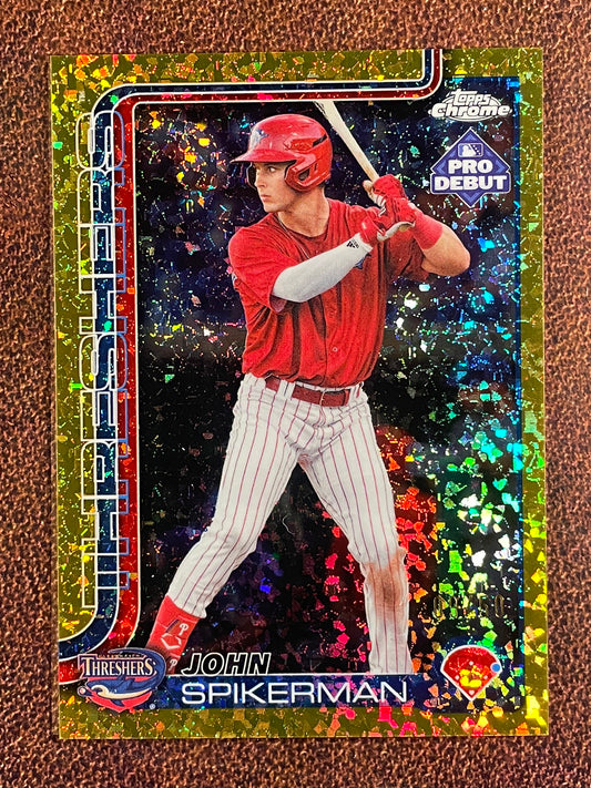 John Spikerman - 2025 Topps Pro Debut - GOLD Chrome Mini Diamond /50 - Phillies