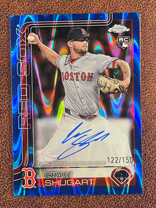 Chase Shugart - 2025 Topps Chrome - BLUE Rookie Raywave AUTO /150 - Red Sox