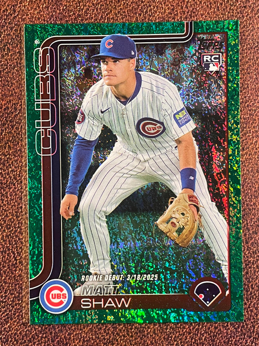 Matt Shaw - 2025 Topps Update - GREEN Rookie Holofoil 99/99 bookend - Cubs