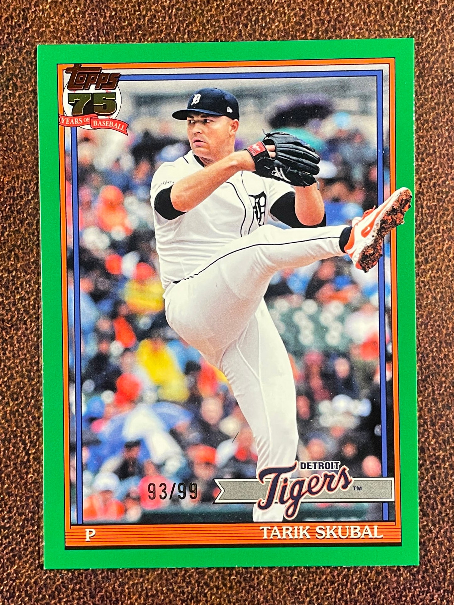 Tarik Skubal - 2025 Topps - GREEN 1991 /99 (*Slight cornerin whiting*) - Tigers