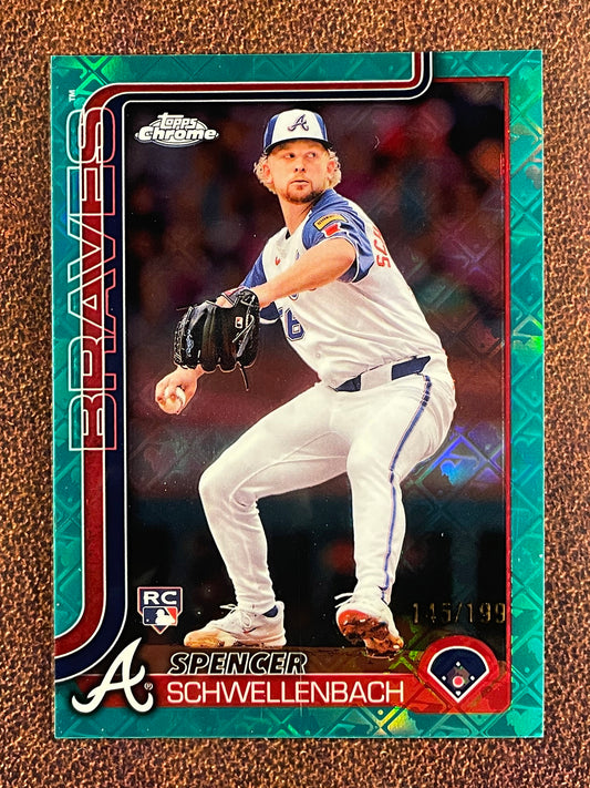 Spencer Schwellenbach - 2025 Topps Chrome - AQUA Rookie Logofractor /199 - Braves