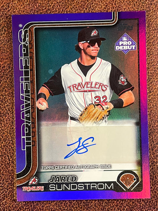 Jared Sundstrom - 2025 Topps Pro Debut - PURPLE Foil AUTO /299 - Rangers