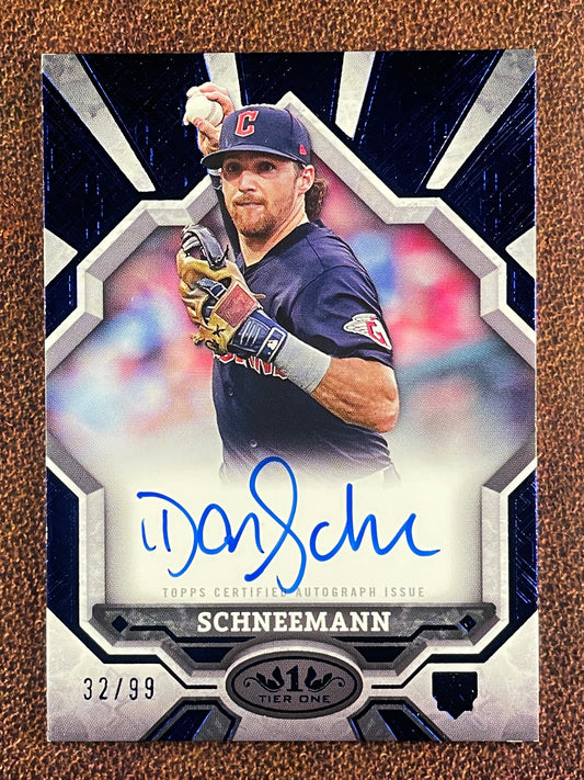 Daniel Schneemann - 2025 Topps Tier One - BLUE Break Out AUTO /99 (*Edge/Corner Whiting*) - Guardians
