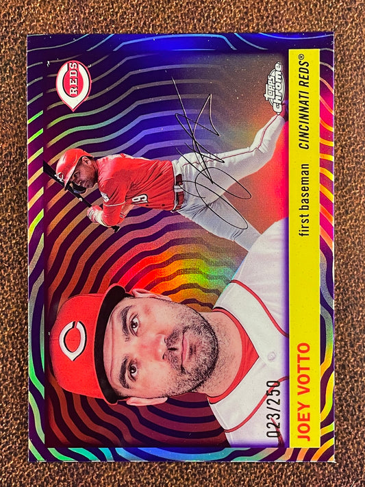 Joey Votto - 2025 Topps Chrome Platinum - PURPLE Vibrations Refractor /250 - Reds