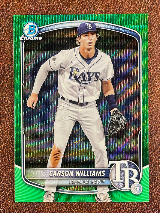 Carson Williams - 2025 Bowman Chrome - GREEN Wave Refractor /99 - Rays