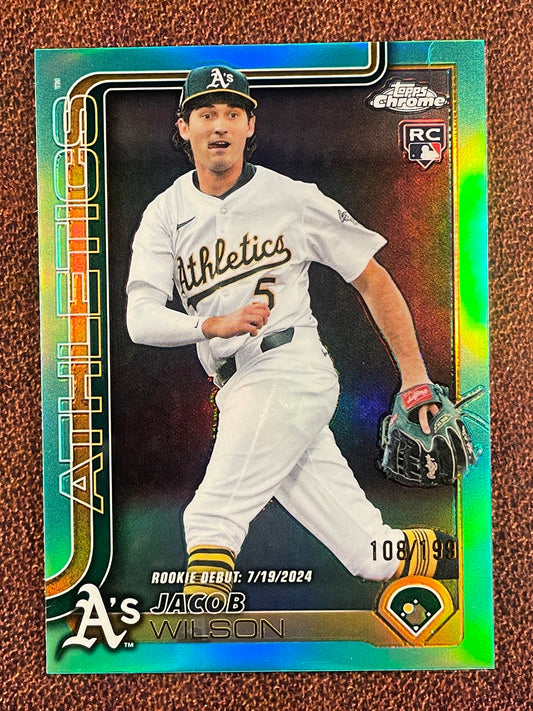 Jacob Wilson - 2025 Topps Chrome - AQUA Rookie Debut Refractor /199 - Athletics
