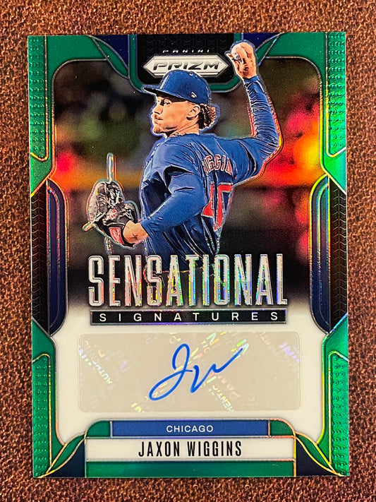 Jaxon Wiggins - 2025 Panini Prizm - GREEN Prizm Sensational Signatures AUTO - Cubs