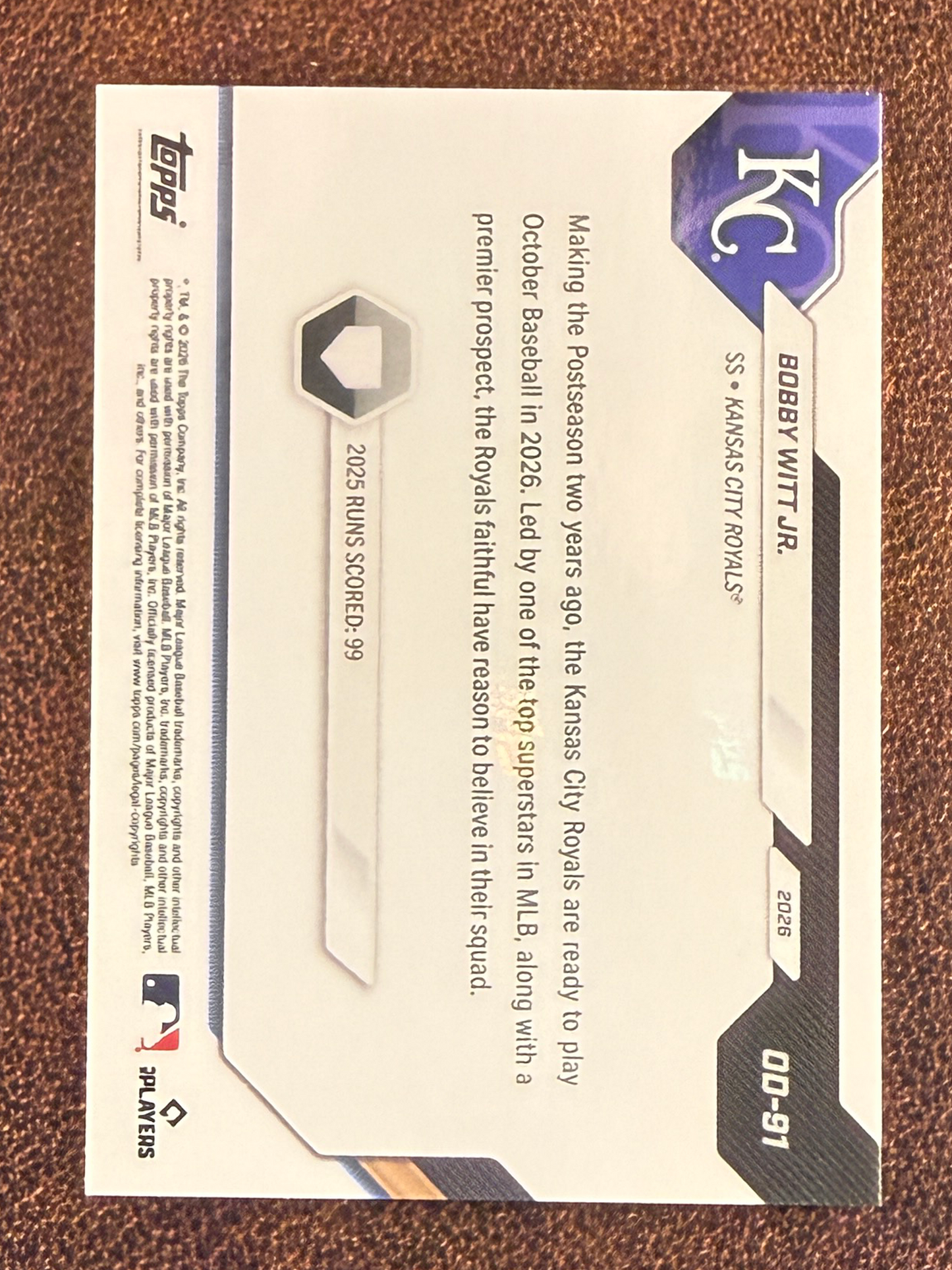 Bobby Witt Jr. - 2026 Topps Now Road to Opening Day - BLACK Foil /10 - Royals