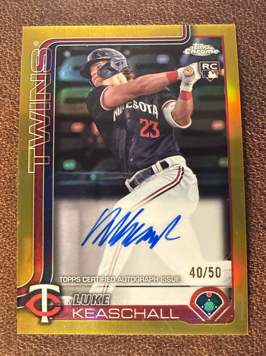Luke Keaschall - 2025 Topps Chrome Update  - GOLD AUTO /50 (*Back Corner Whiting*) - Twins